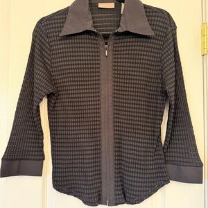 Valerie Separates Black Shear Textured Zip-Front Blouse